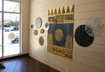 Multi-media art exhibit using inkjet printing and wallpaper fabric